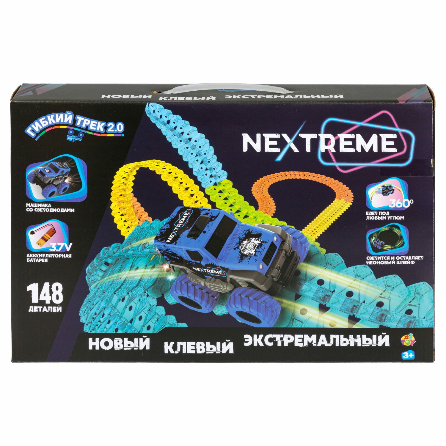 Игровой набор 1TOY Nextreme Гибкий трек с синим внедорожником 148 деталей