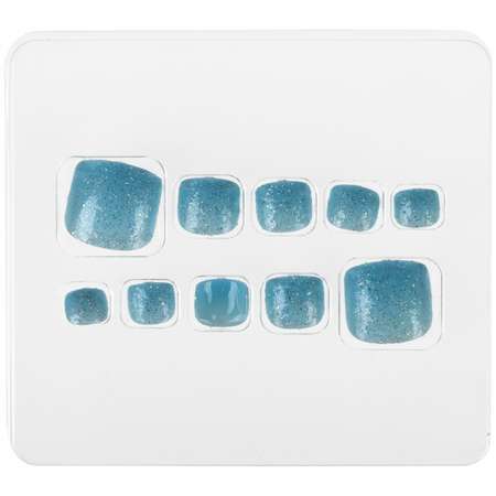 Накладные ногти для педикюра LUKKY набор Pedicure style 9 Aqua Blue с липким слоем - клеем от 10 лет