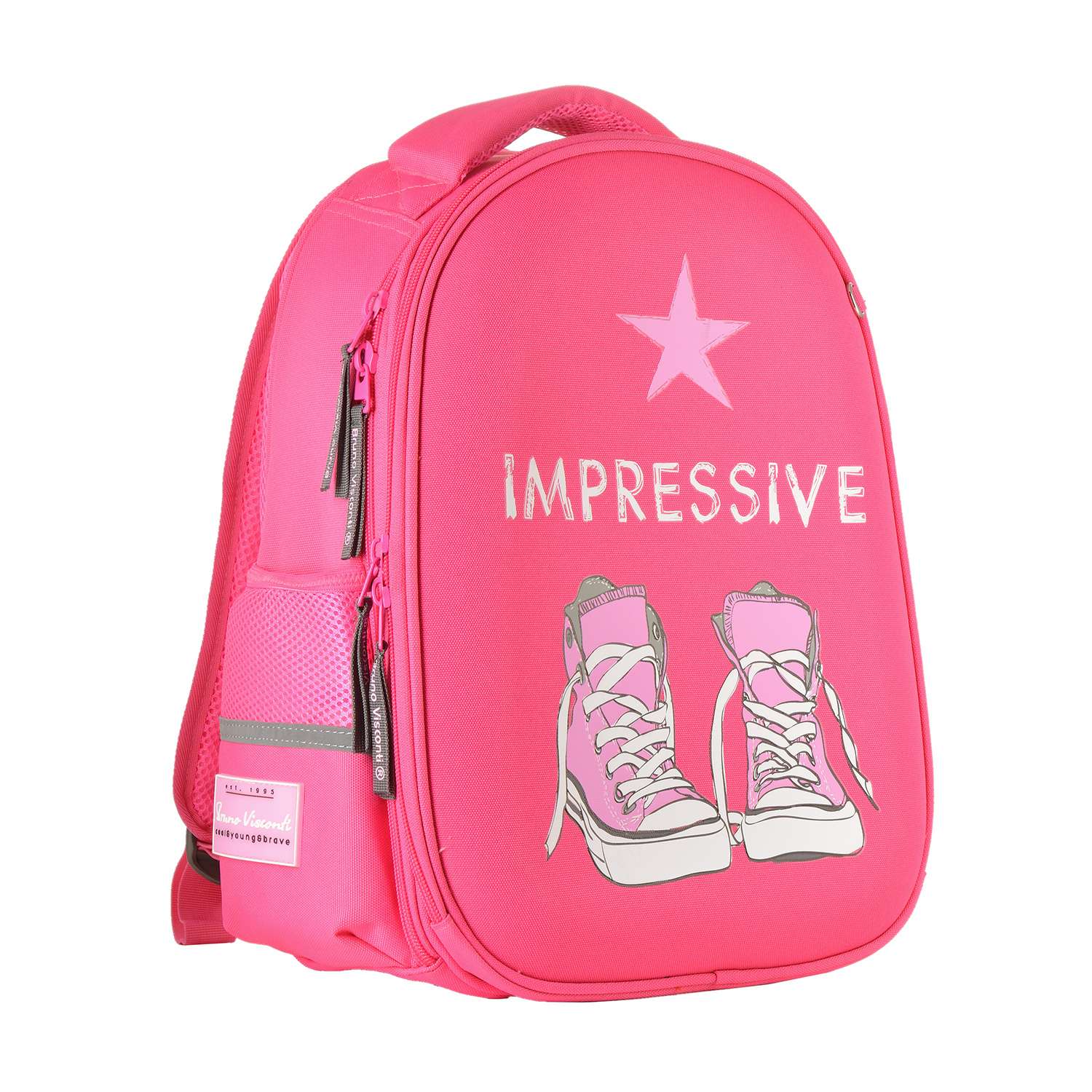 Рюкзак школьный Bruno Visconti облегченная капсула розовый с эргономичной спинкой Кеды розовые - фото 1