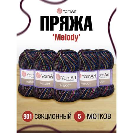 Пряжа YarnArt Melody мягкая 100 г 230 м 901 секционный 5 мотков