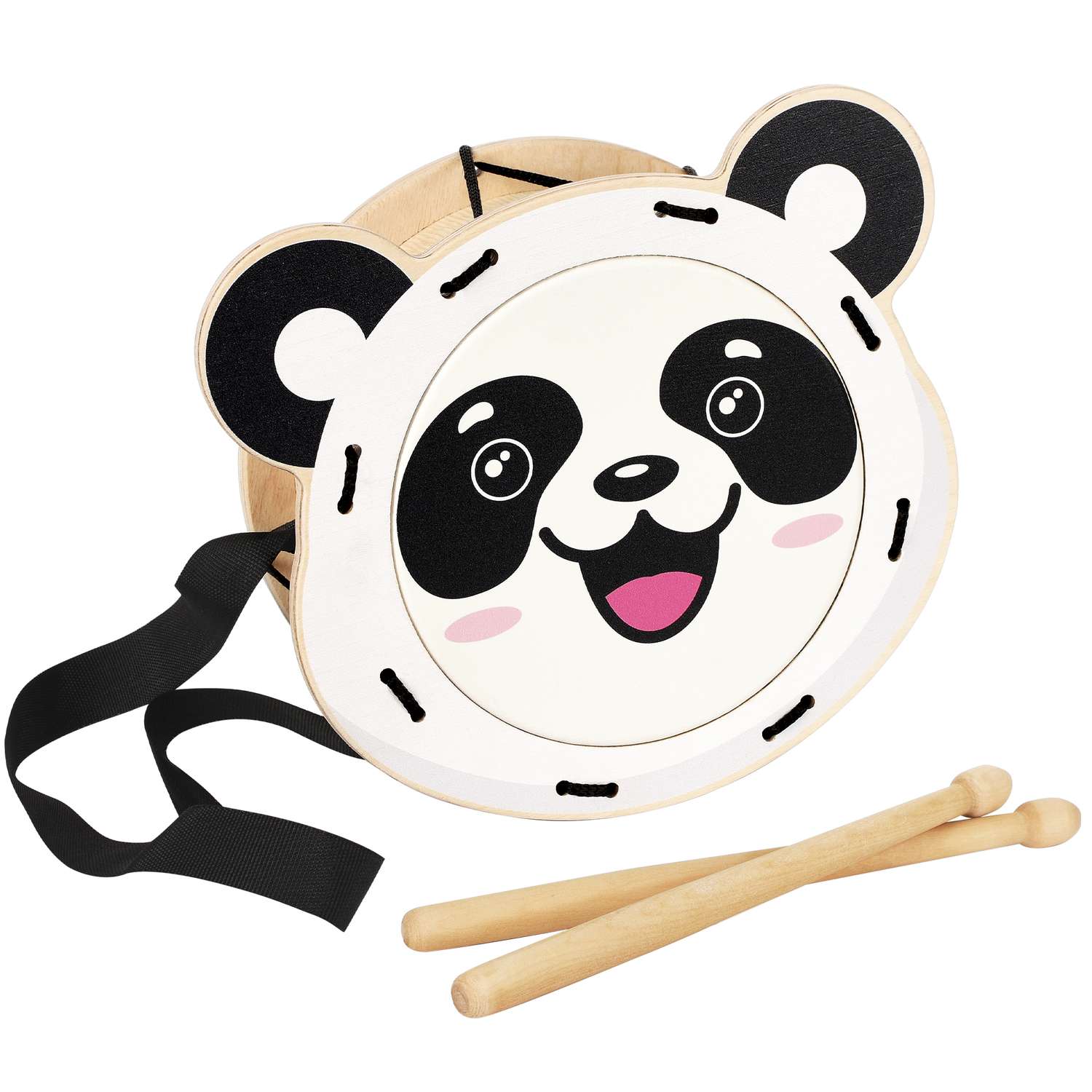 Музыкальный инструмент детский Мега Тойс деревянный барабан игрушка Панда - фото 1