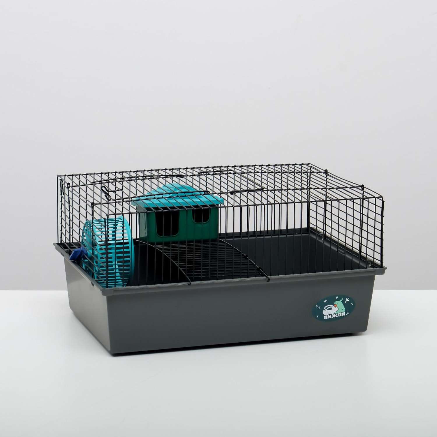 Клетка для грызунов Пижон с этажом укомплектованная 37х26х18 см серая - фото 1