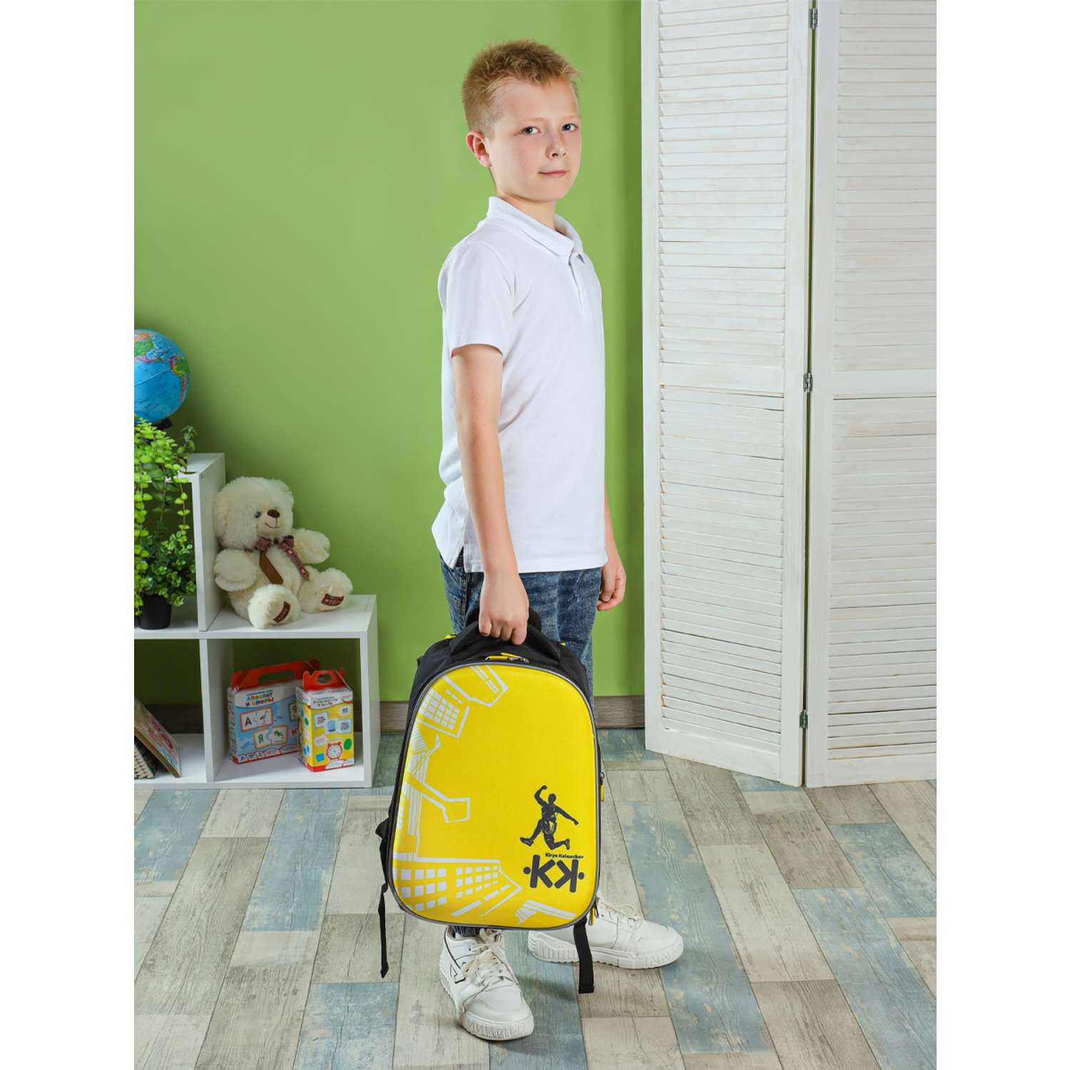 Школьный формованный ранец Проф-Пресс Паркур цвет желтый размер 38х23х20 см - фото 17