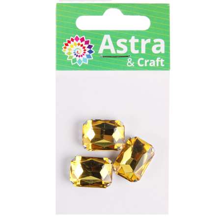 Хрустальные стразы Astra Craft в цапах прямоугольные для творчества и рукоделия 13 мм 18 мм 3 шт серебро желтый