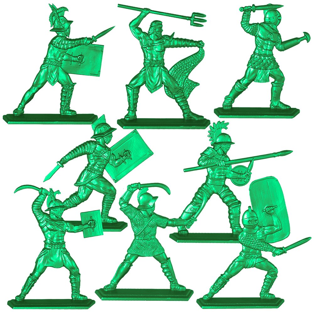 Набор солдатиков Воины и Битвы Гладиаторы зеленый цвет - фото 1
