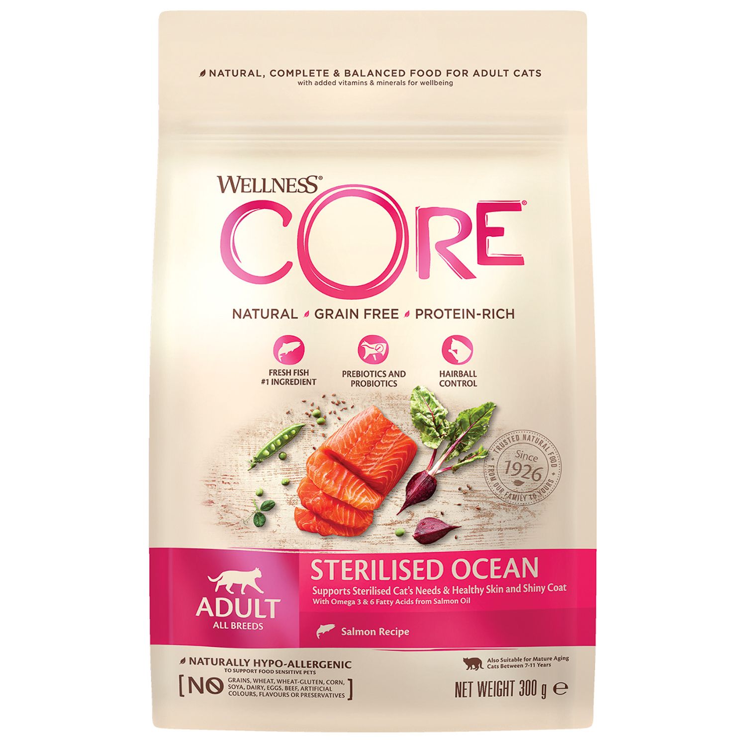 Сухой корм для кошек Wellness CORE 0.3 кг лосось (для стерилизованных и кастрированных) - фото 1