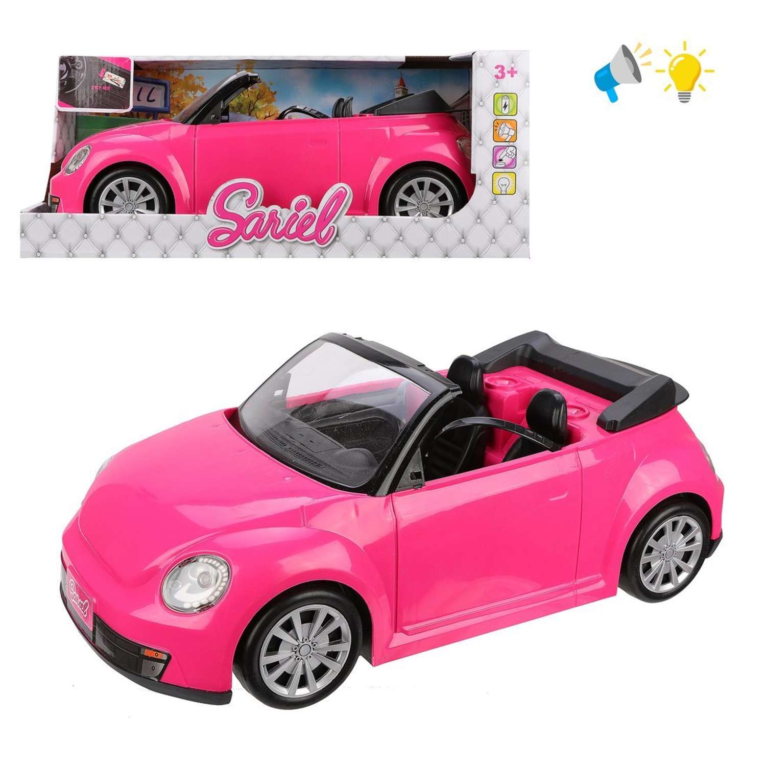 Машинка для куклы Наша Игрушка Кабриолет розовый 44 см со светозвуковыми эффектами 638132 - фото 1