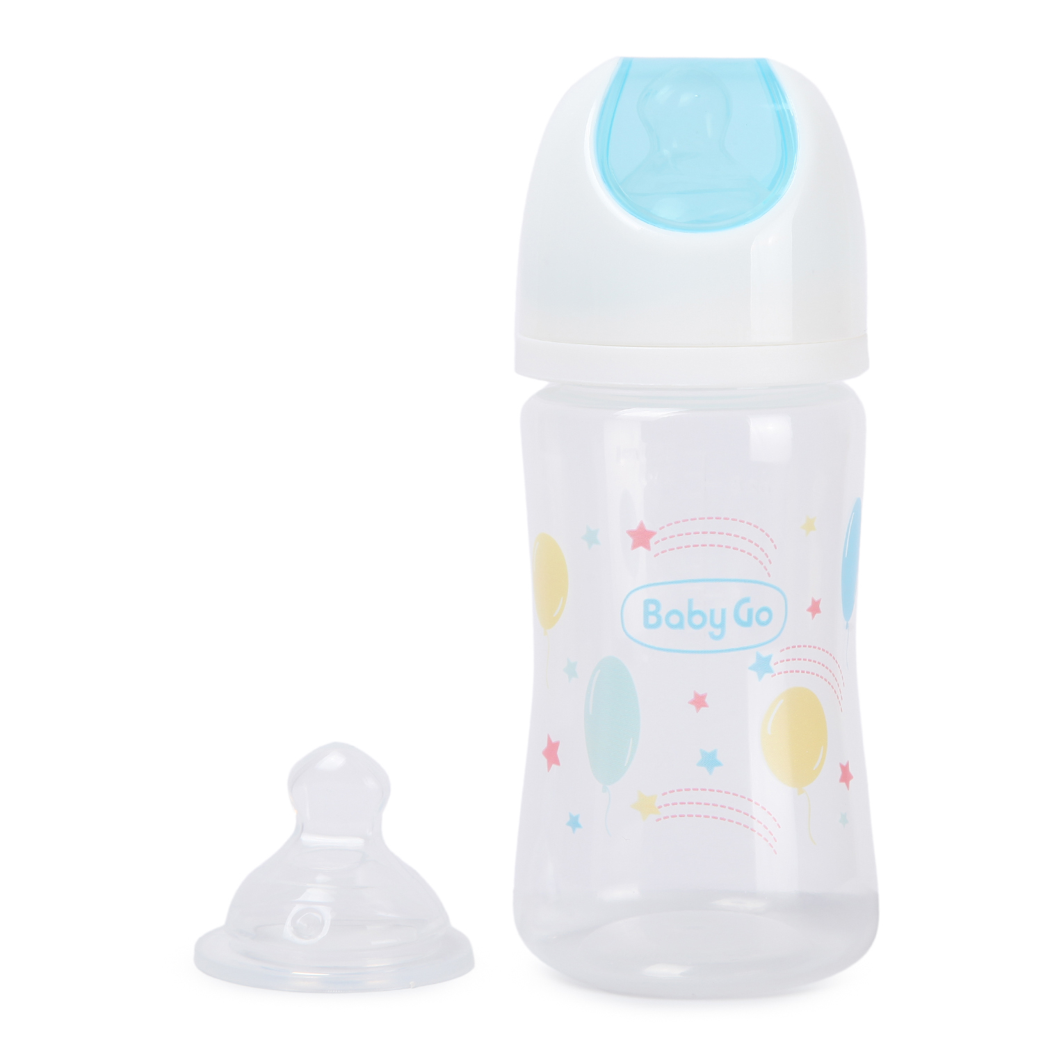 Бутылочка BabyGo с широким горлом 250мл Blue 2 соски с 0 месяцев - фото 1