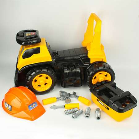 Машина-каталка детская Darvish Caterpillar Механик в наборе каска и ящик с инструментами