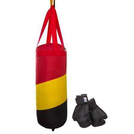 Детский набор для бокса Belon familia груша 50х20 см с перчатками цвет красный желтый черный