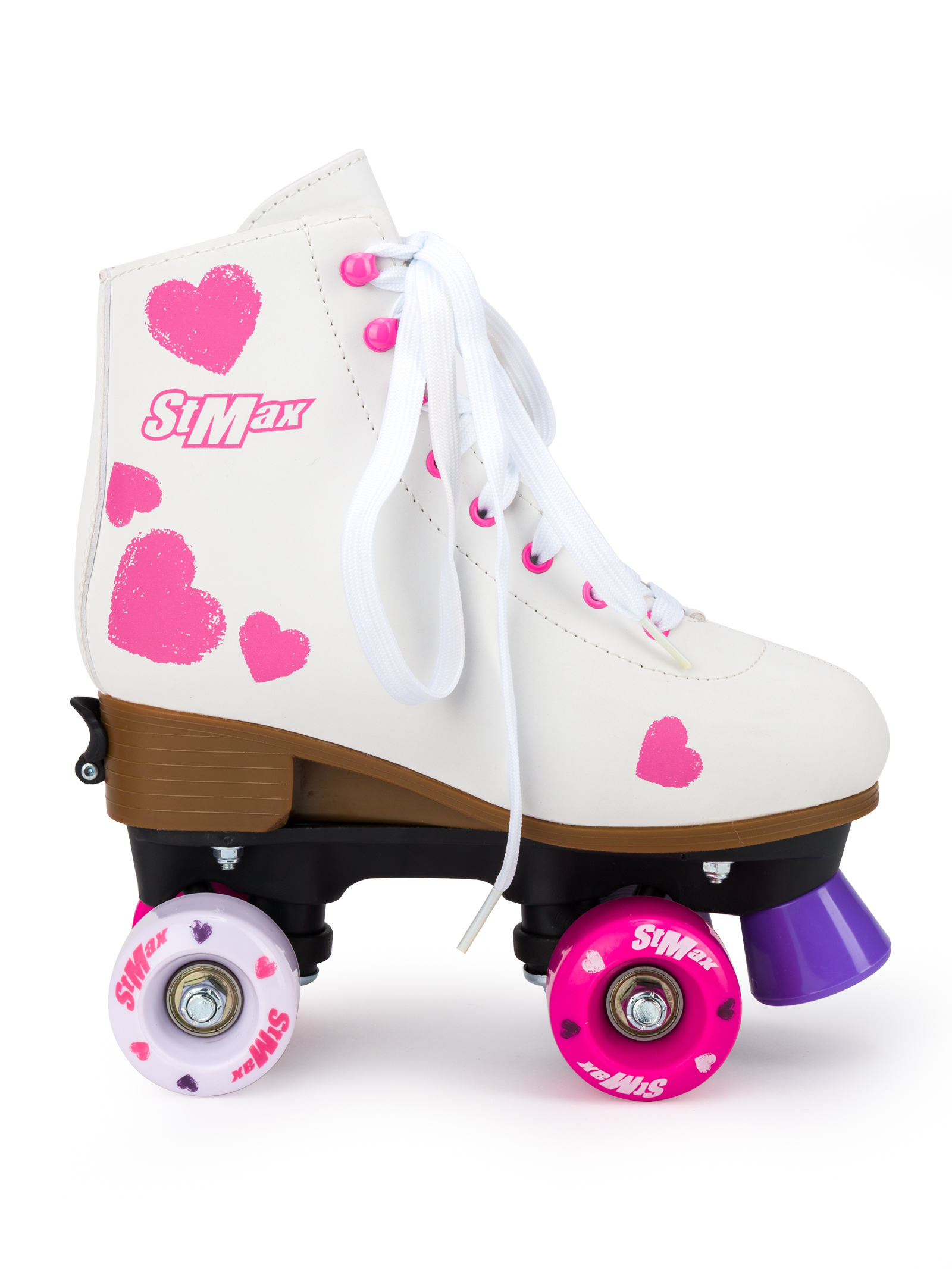 Роликовые коньки SXRide Roller skate YXSKT04PNHR40 белые с розовыми сердечками размер 40 - фото 2