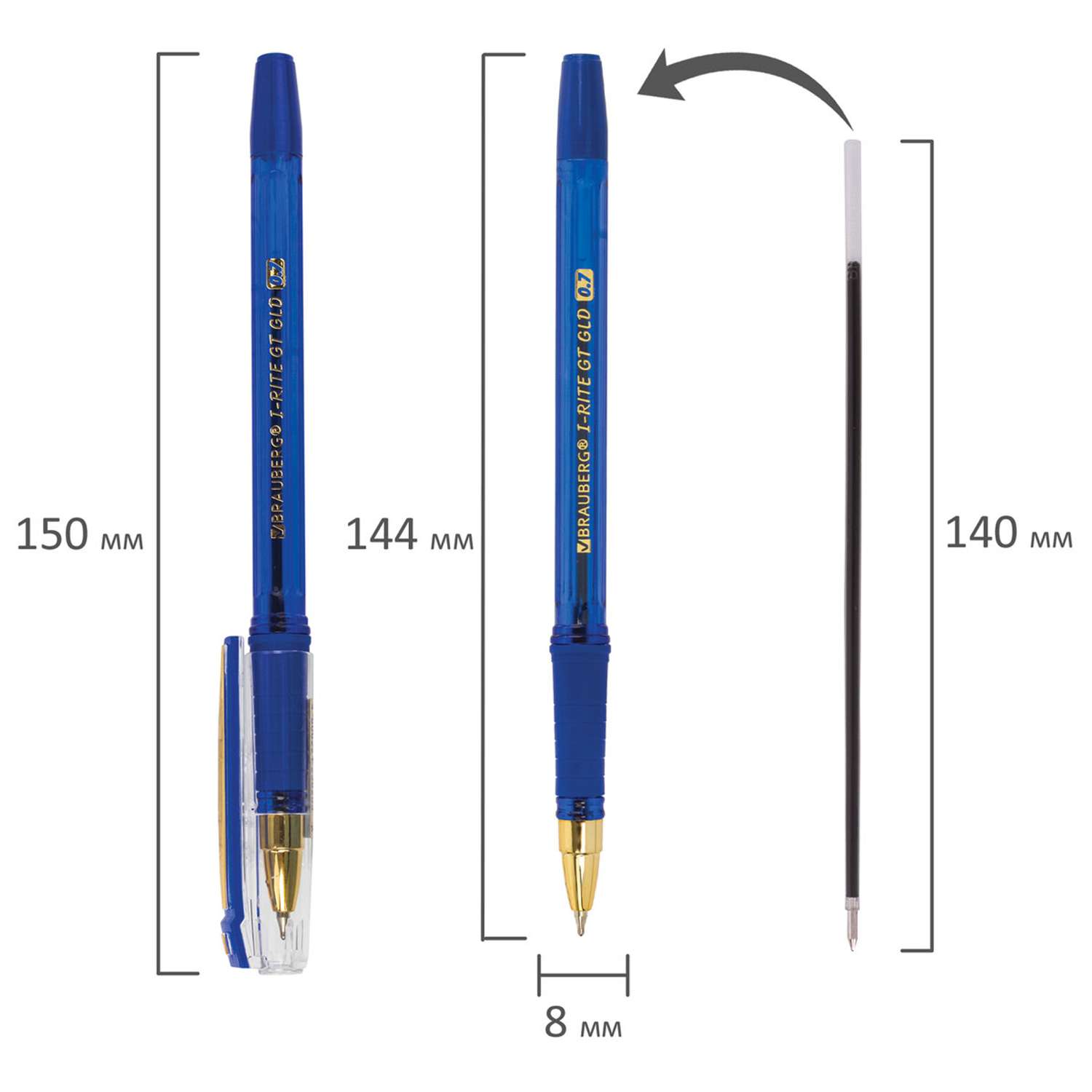 Ручки шариковые Brauberg синие набор 12 штук - фото 9