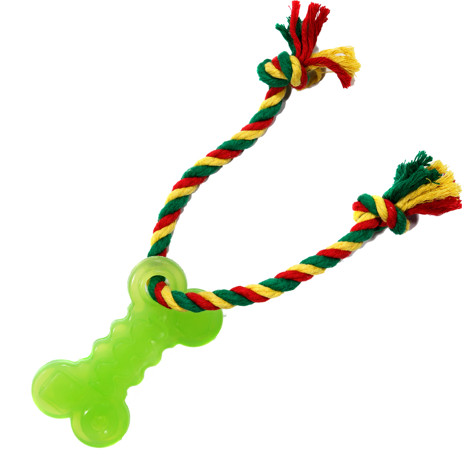 Игрушка для собак Doglike Кость с канатом малая Зеленый - фото 1