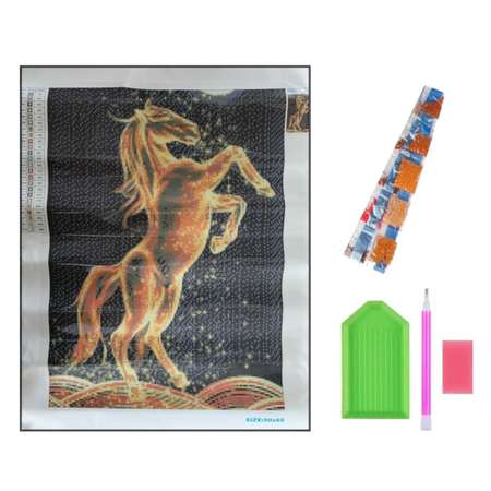 Алмазная мозаика Seichi Золотой конь 50х65 см