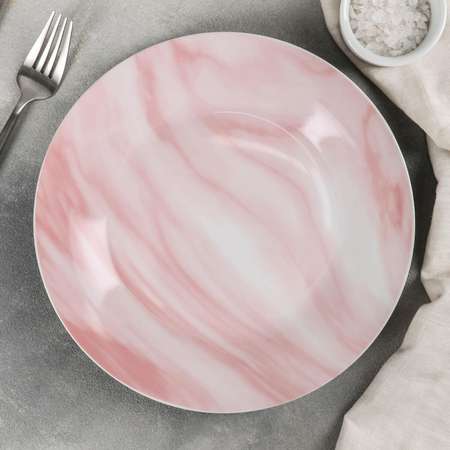 Тарелка Доляна обеденная Мрамор цвет розовый