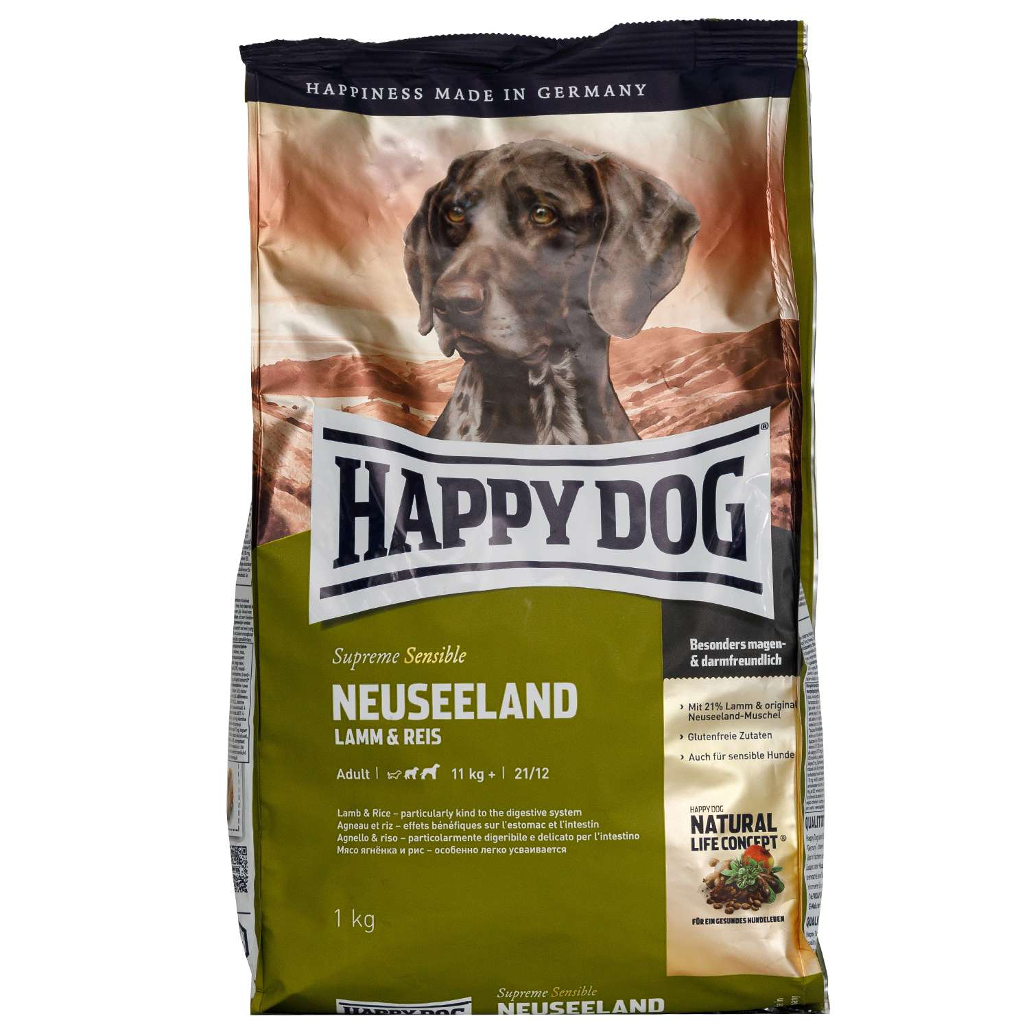 Корм для собак Happy Dog Supreme Sensible Новая Зеландия ягненок-рис 1кг - фото 1