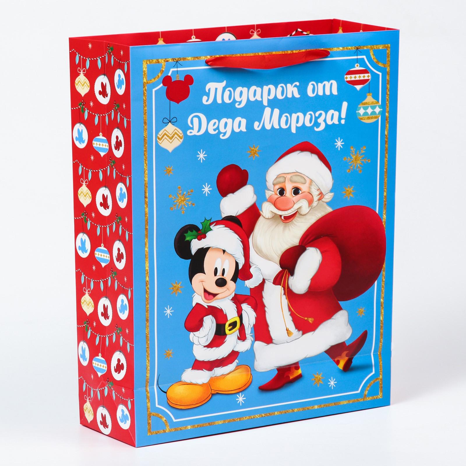 Пакет Disney ламинат вертикальный «Подарок от Деда Мороза» Микки Маус и друзья. 31х40х11.5 - фото 2