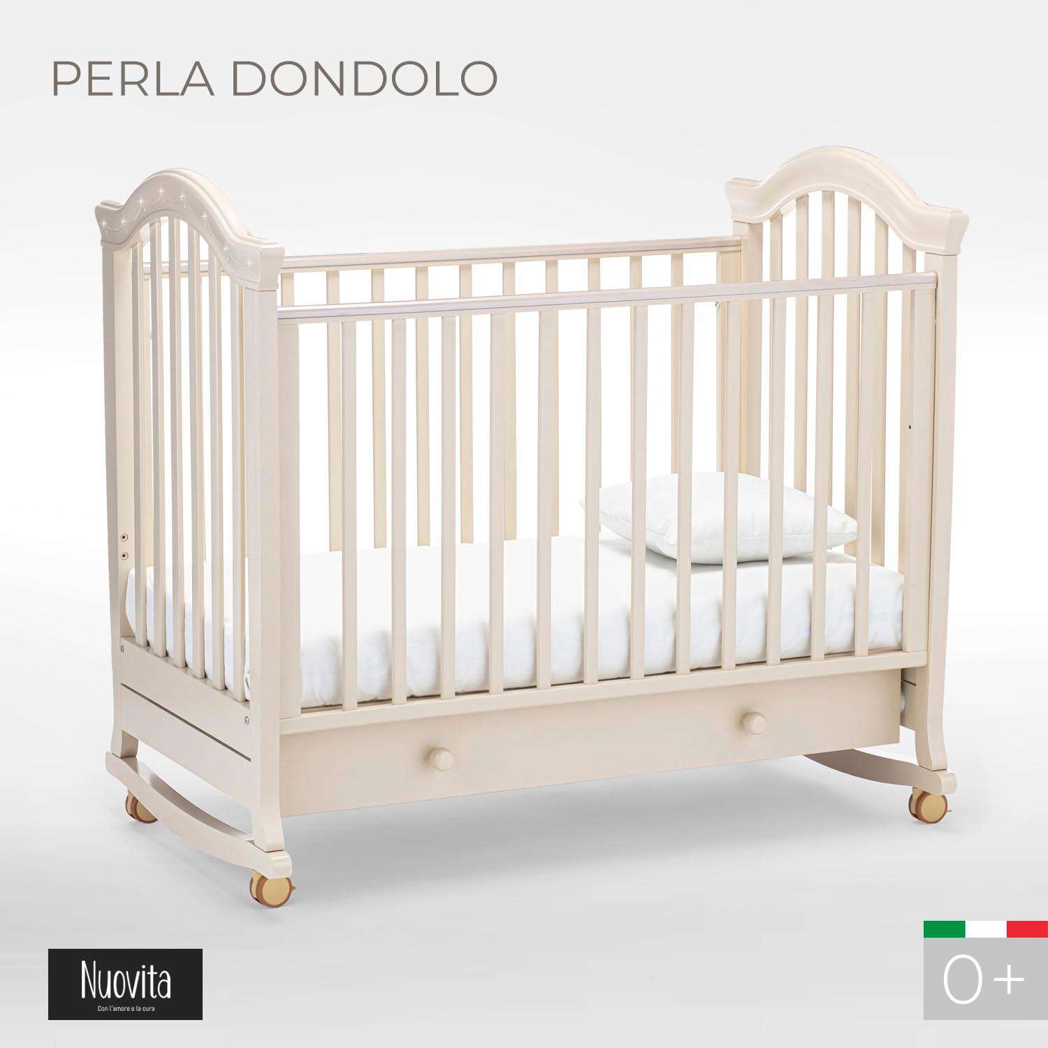 Детская кроватка Nuovita Perla Dondolo прямоугольная, без маятника (слоновая кость) - фото 2