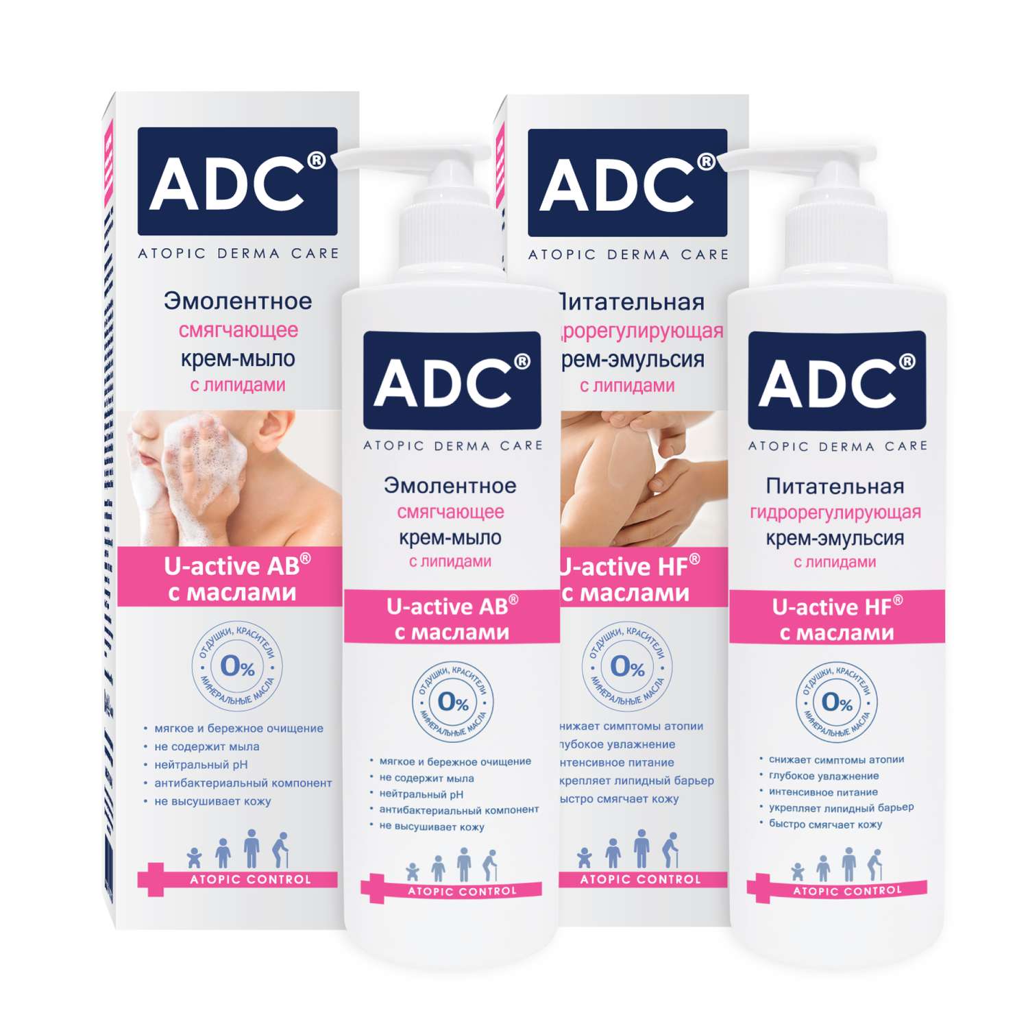 Крем-мыло и Крем-эмульсия ADC 2шт по 200мл Набор для атопичной кожи - фото 2