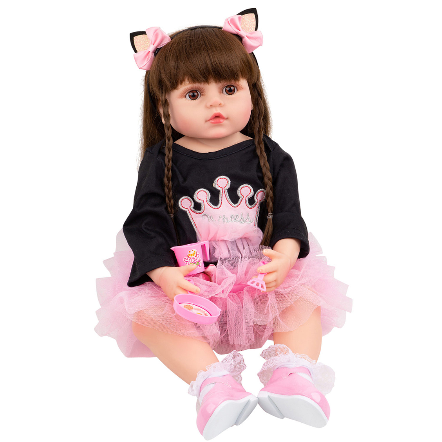 Кукла Реборн Брюнетка NRAVIZA Детям Виниловая 55 см с одеждой и аксессуарами NR0094 - фото 13