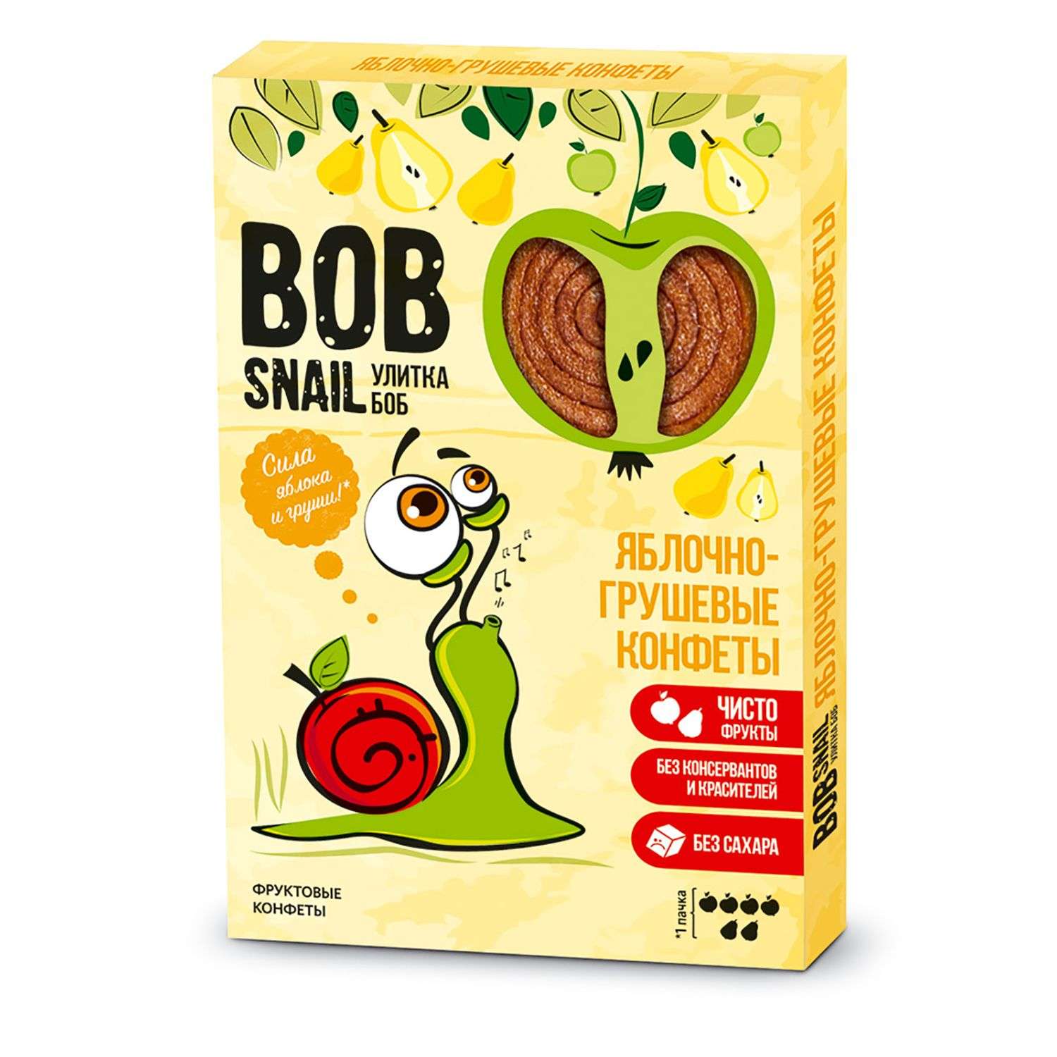 Конфеты Bob Snail натуральные без сахара яблоко-груша 60г - фото 1