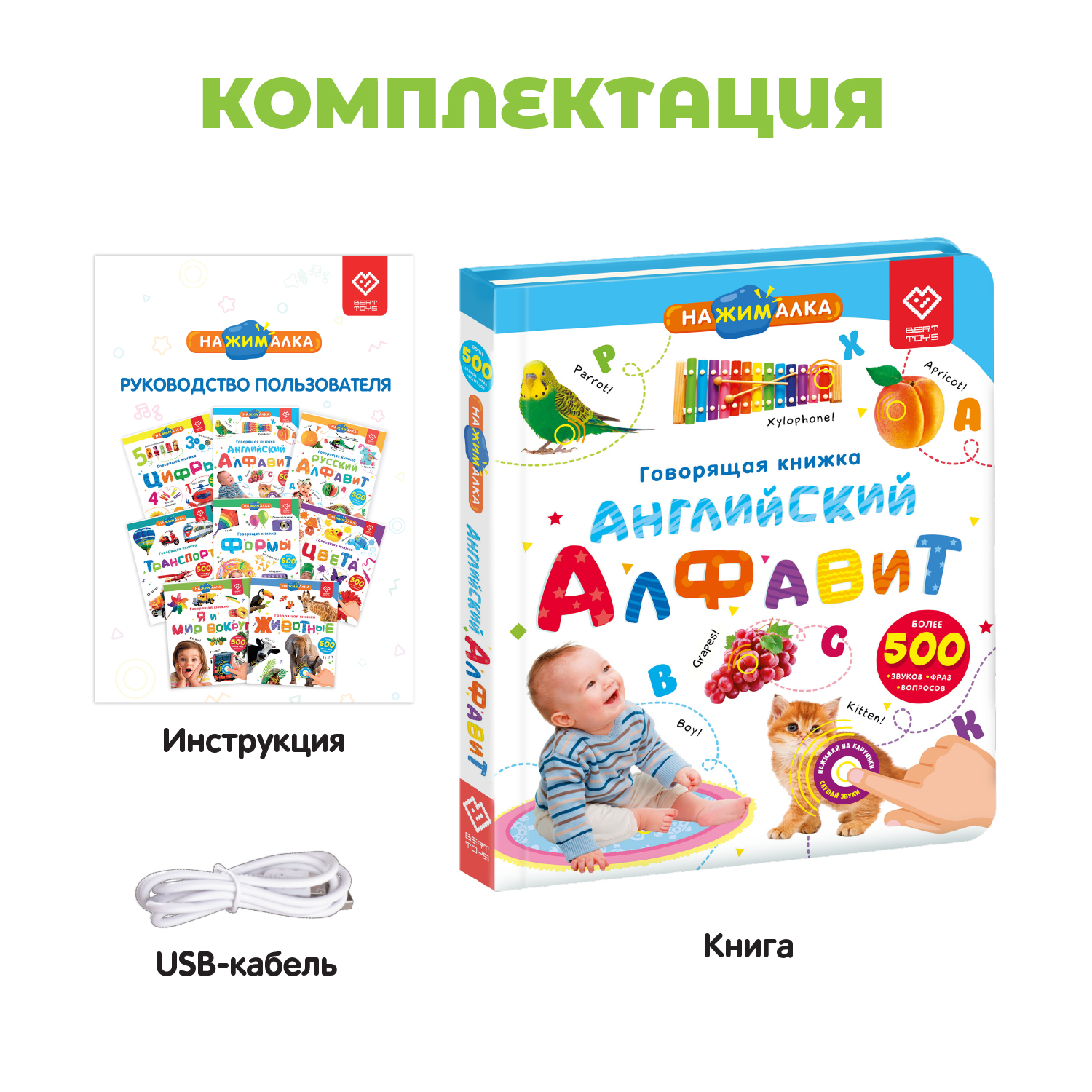 Говорящая книжка Нажималка BertToys Английский алфавит купить по цене 2290  ₽ в интернет-магазине Детский мир