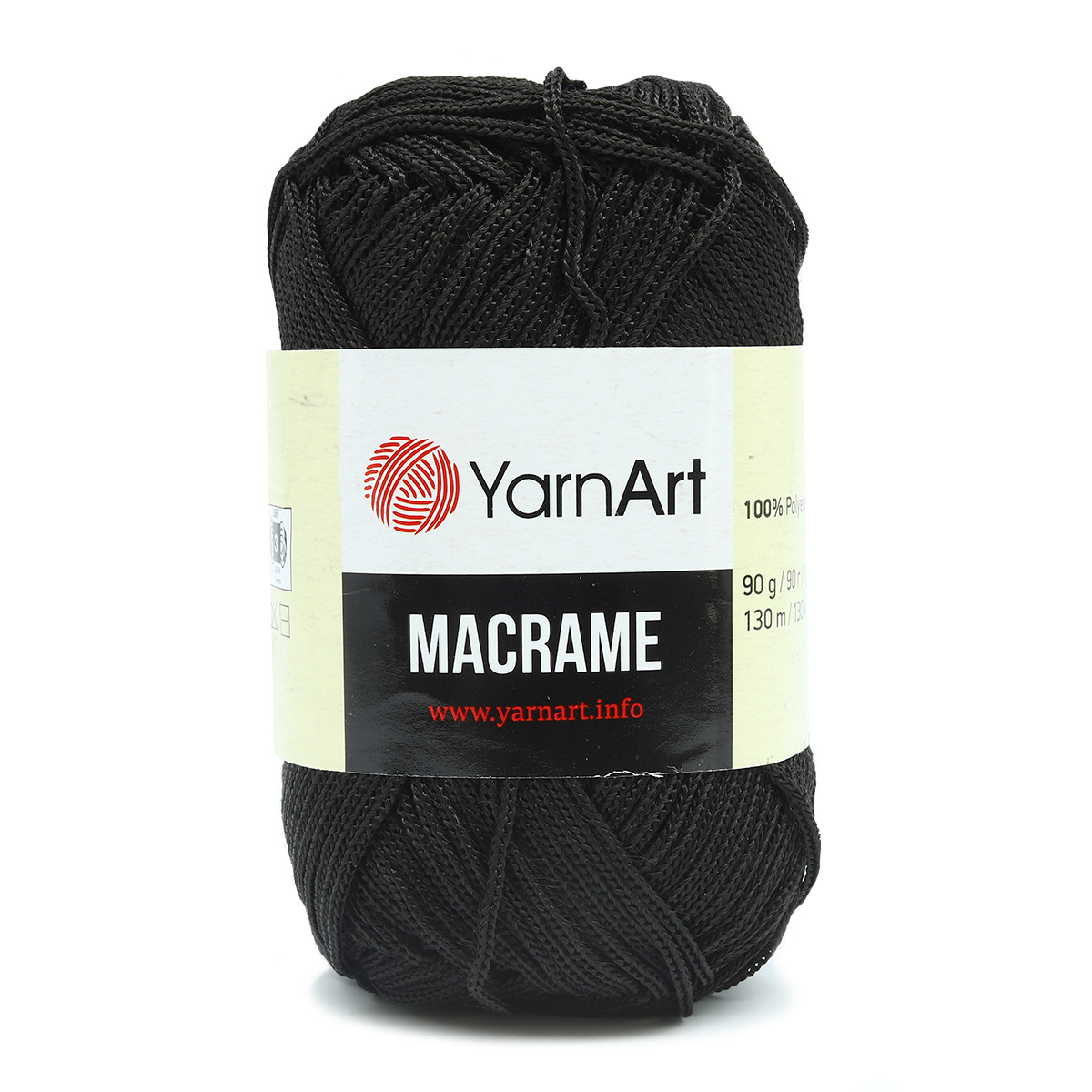 Пряжа YarnArt Macrame прочная в виде шнура полиэстер 90 г 130 м 148 черный 6 мотков - фото 6