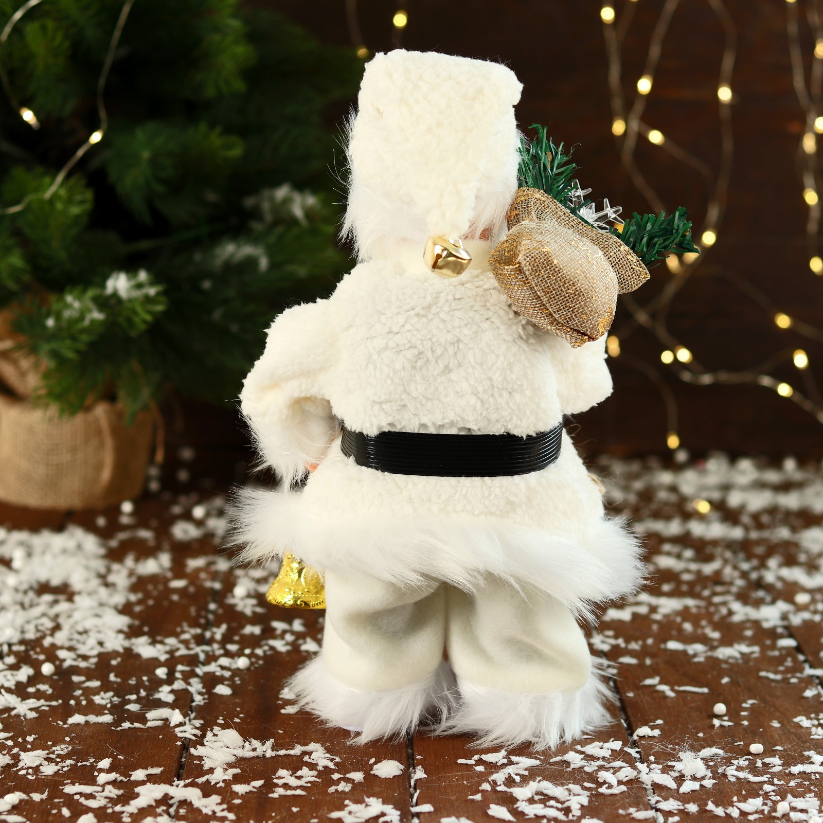 Дед мороз Sima-Land «В меховом костюме с фонариком» двигается с подсветкой 28 см белый - фото 3