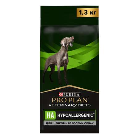 Корм для щенков и собак Purina Pro Plan Veterinary diets HA Hypoallergenic для снижения пищевой непереносимости ингредиентов и питательных веществ сухой 1.3кг