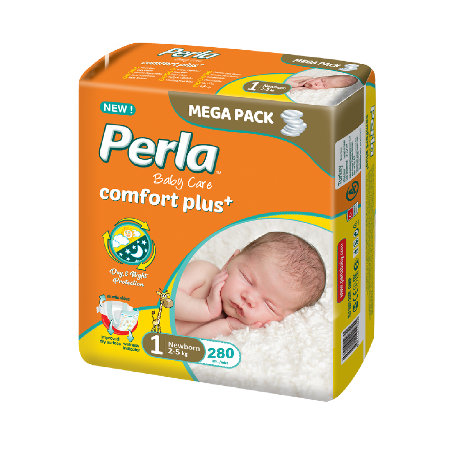 Подгузники Perla CP MEGA Newborn 280 шт 2-5 кг - фото 1