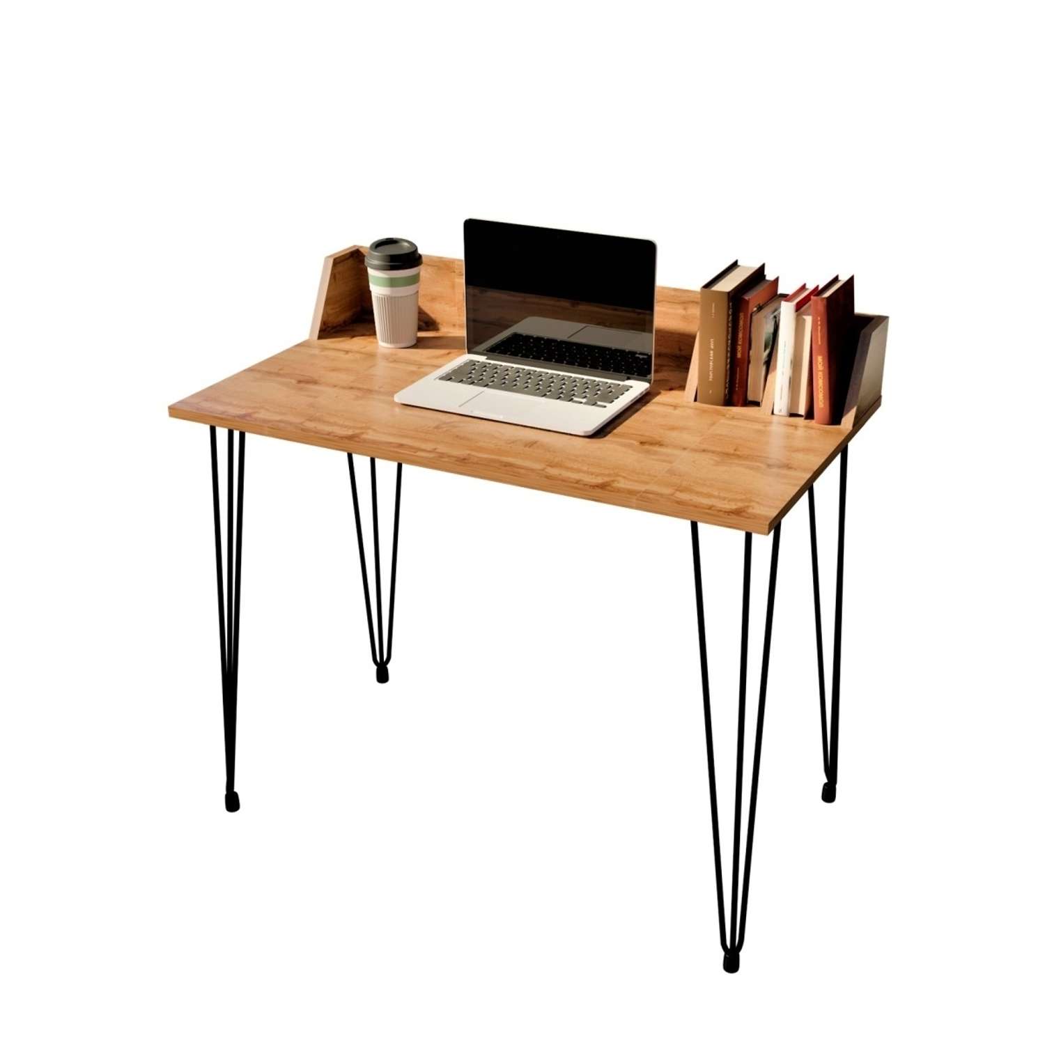 Стол компьютерный письменный WoodSteel в стиле лофт Liverpool 90x50x73 см чёрный - фото 1