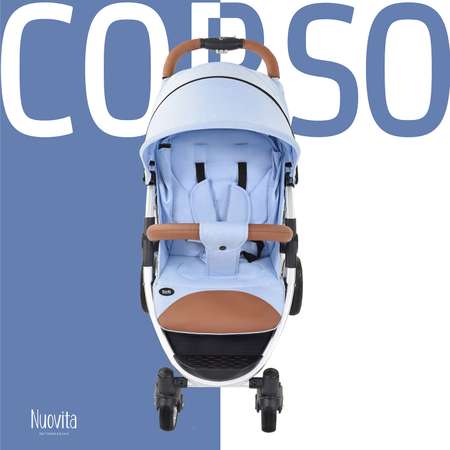 Коляска прогулочная Nuovita Corso Cветло-голубой-Серебристый