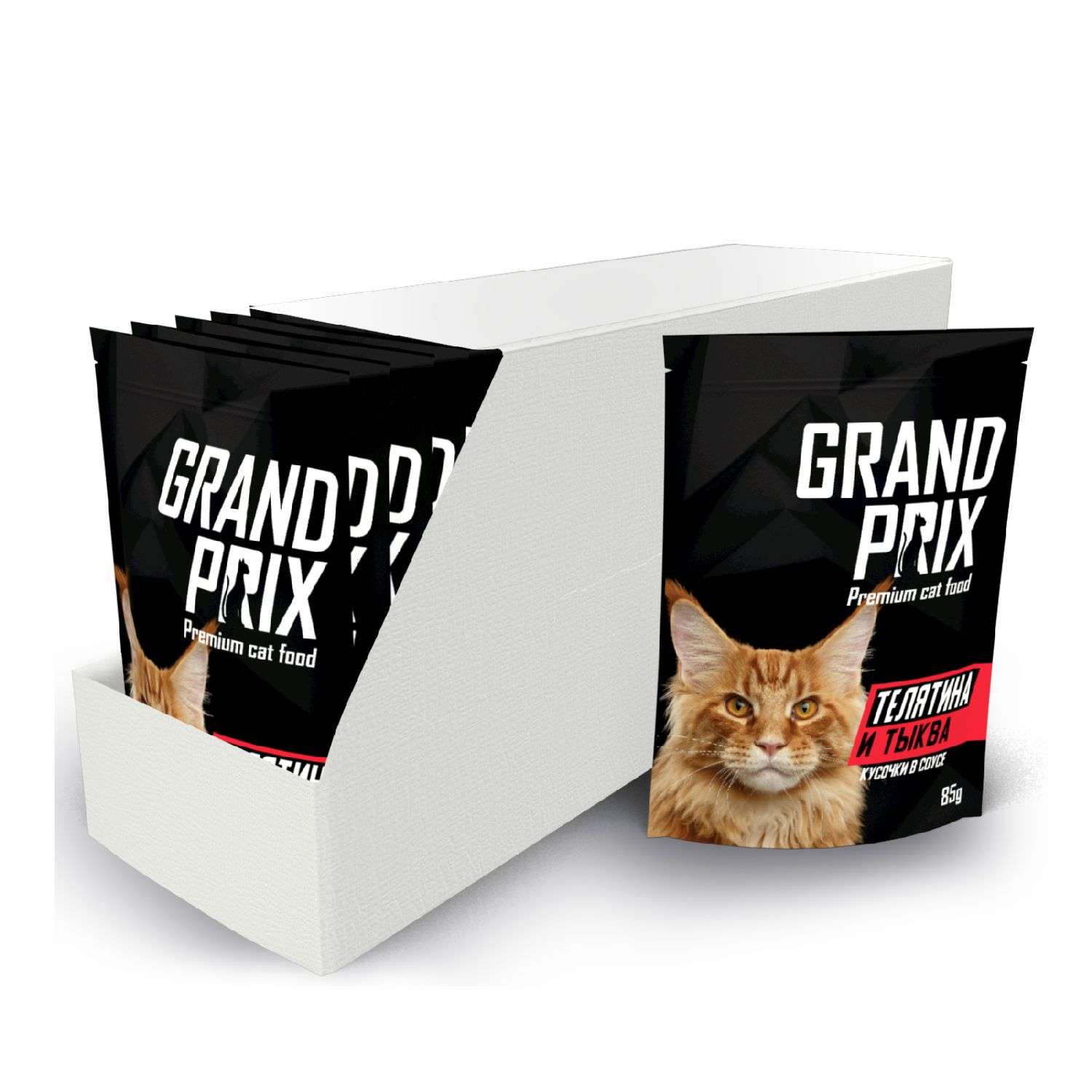 Корм для кошек Grand Prix Кусочки в соусе телятина и тыква пауч 85г - фото 2