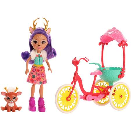 Кукла Enchantimals Велосипедисты с питомцем и транспортным средством GJX30
