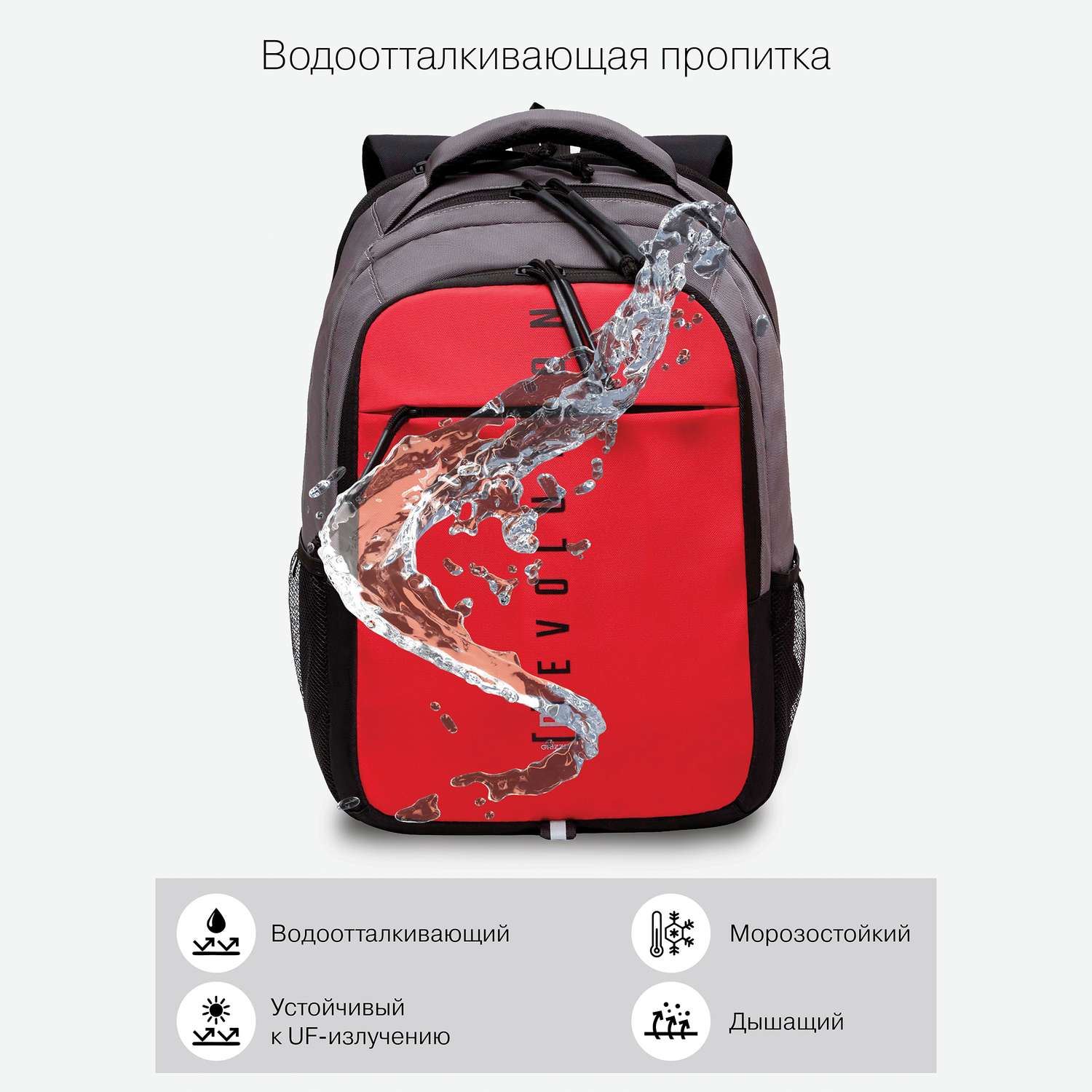 Рюкзак Grizzly Серый-Красный RU-332-3/3 - фото 8