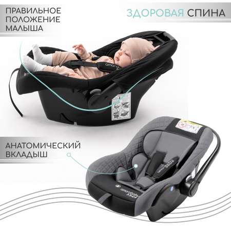 Автокресло детское Amarobaby comfort группа 0+ серо-чёрный