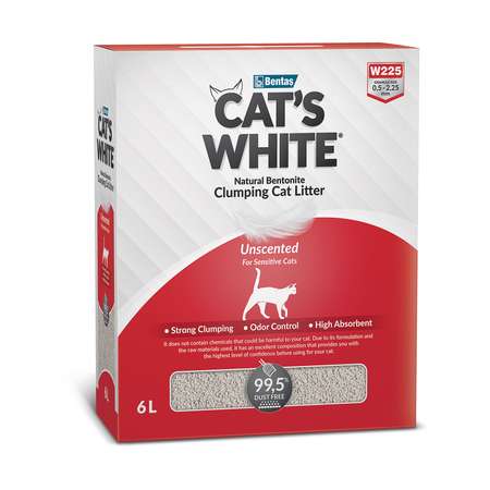 Наполнитель для кошек Cats White Box комкующийся натуральный без ароматизатора 6л