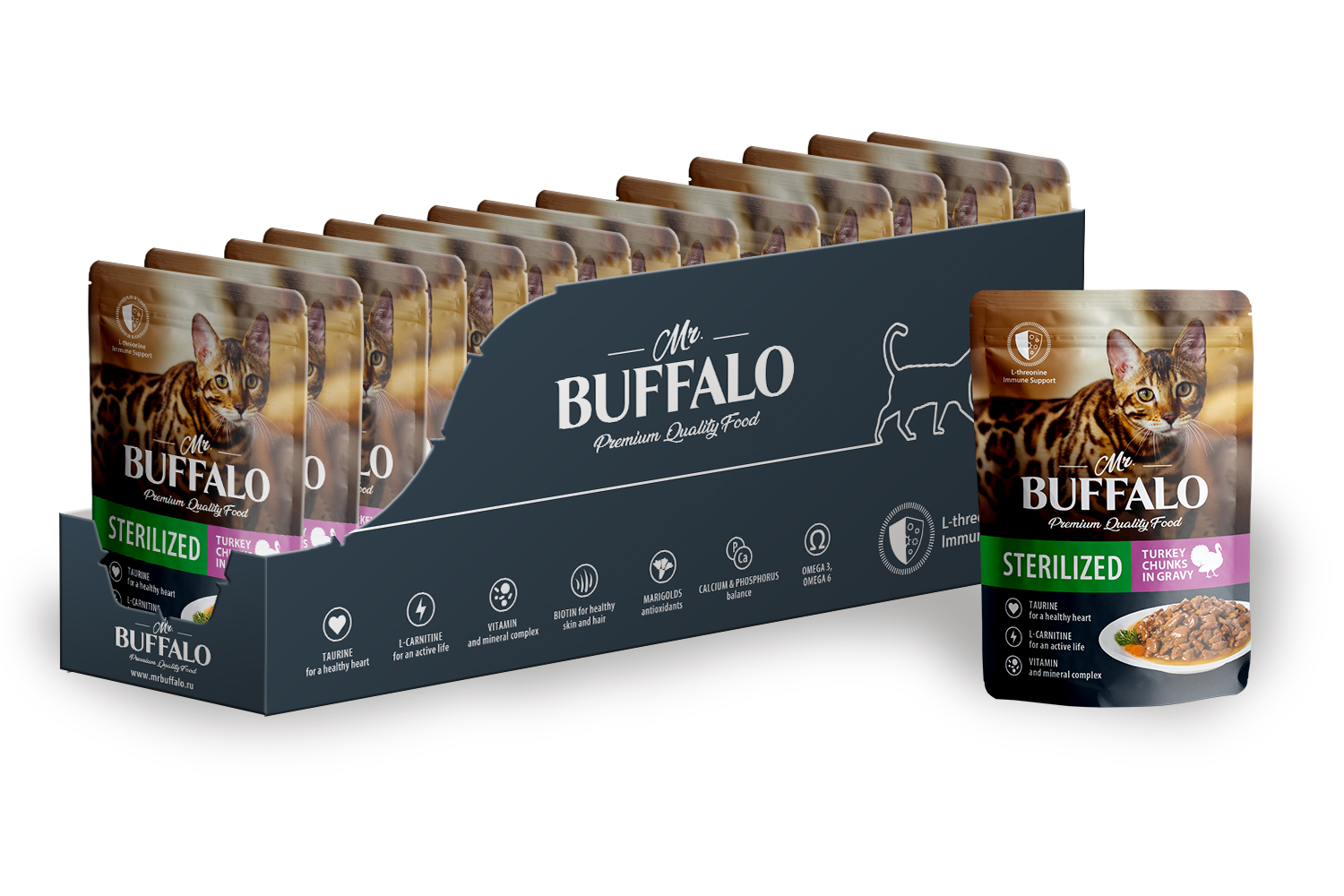 Корм для котов и кошек Mr.Buffalo 85г SterilizED стерилизованных индейка в соусе - фото 3