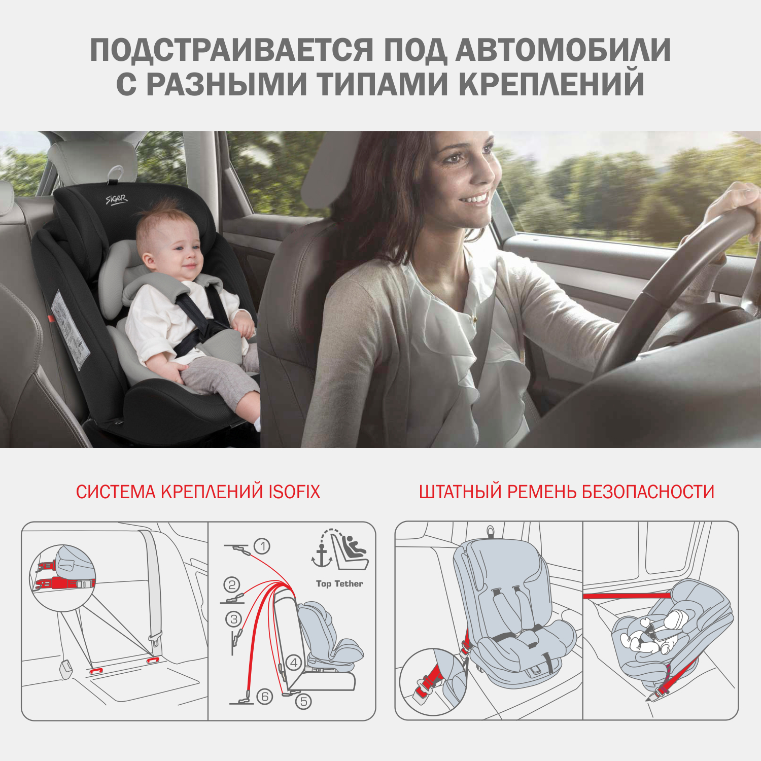 Автомобильное кресло SIGER УУД Siger Престиж Isofix гр.0+/I/II/III графит - фото 11