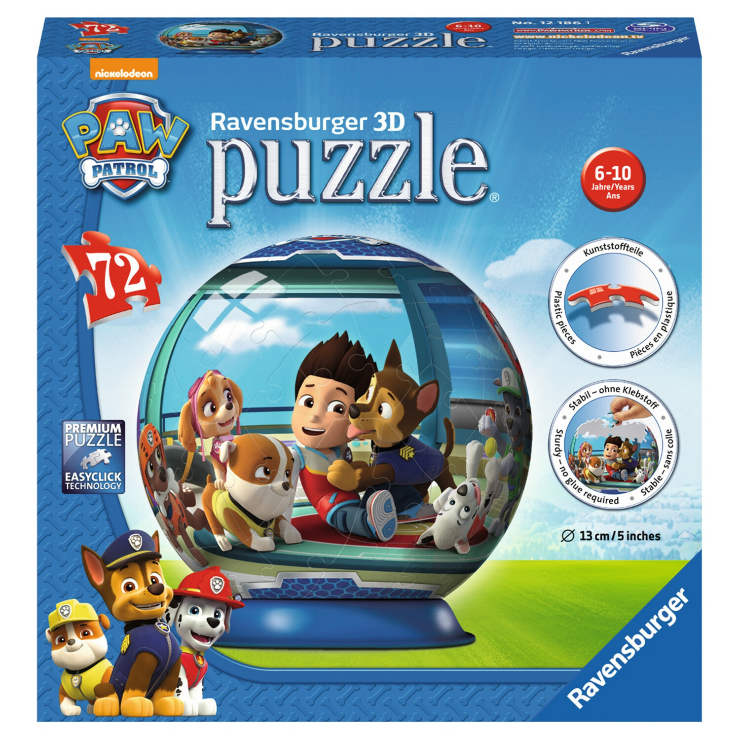 Пазл 3D Ravensburger Щенячий патруль 72элемента 12186 - фото 1