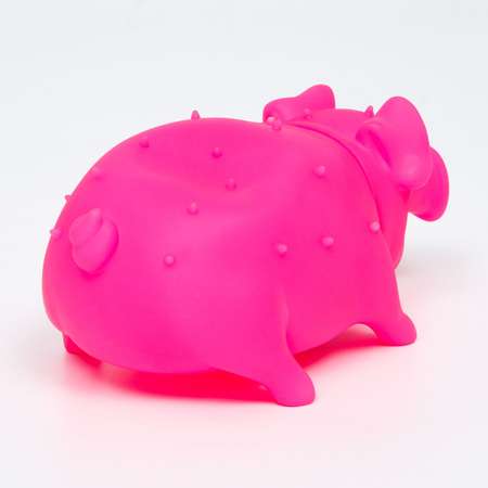 Игрушка для собак Пижон пищащая «Весёлая свинья» хрюкающая светящаяся 19 см. розовая