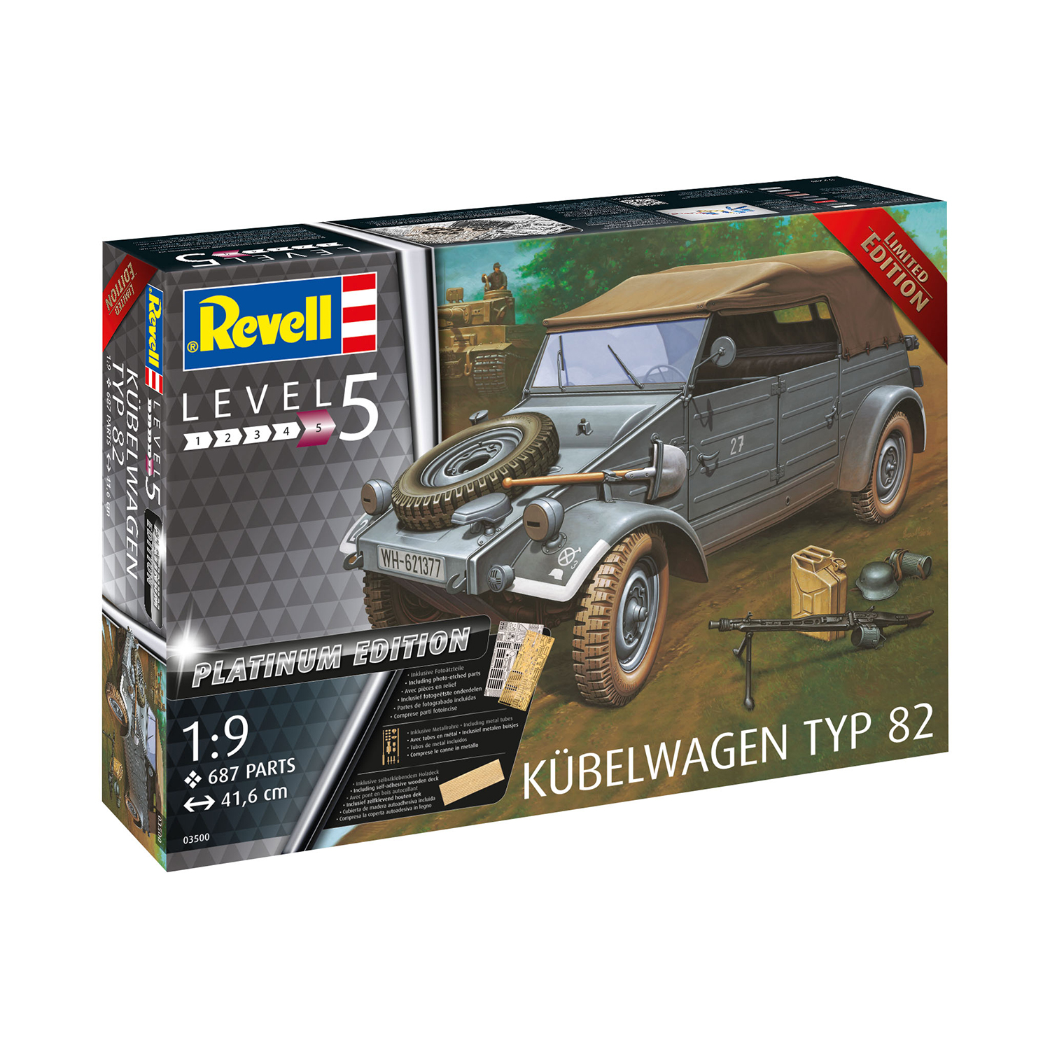 Сборная модель Revell Германский автомобиль Kubelwagen Typ 82 Platinum Edition 03500R