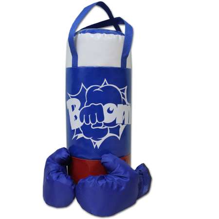 Детский набор для бокса Belon familia груша с перчатками цвет белый синий красный принт BOOM