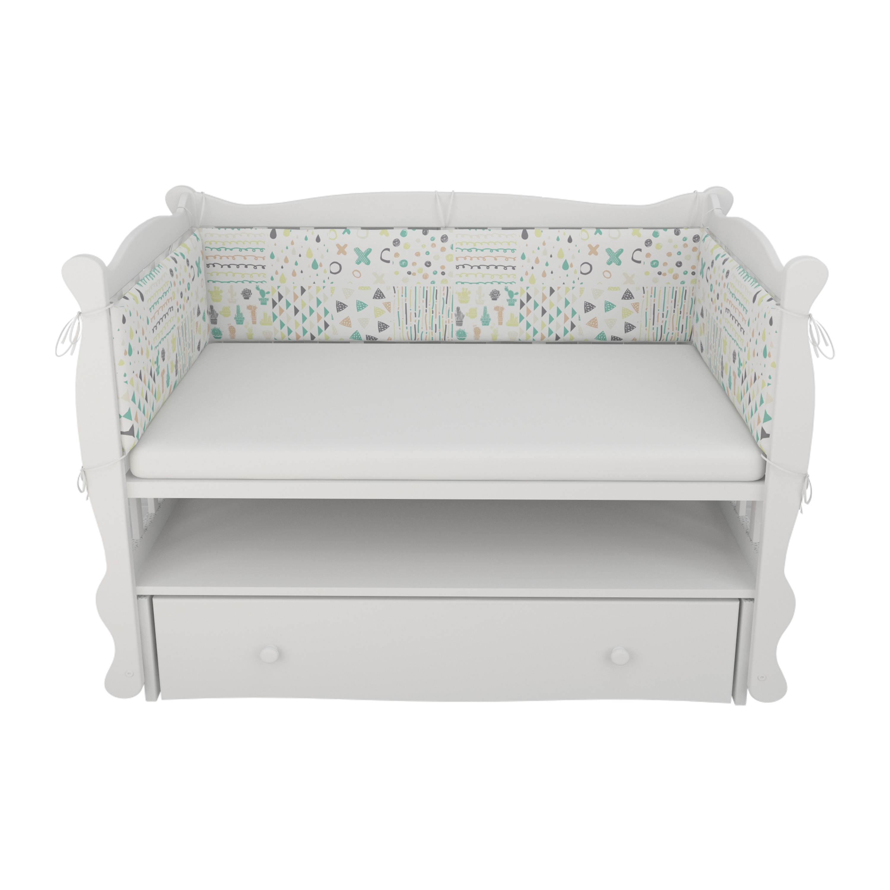 Борт в кроватку Amarobaby Абстракция 4элемента Белый-Коричневый - фото 1