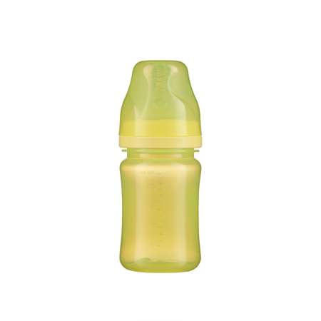 Бутылочка с широким горлом ПОМА для кормления 150 мл Желтый пп силикон средний поток с 4 месяцев