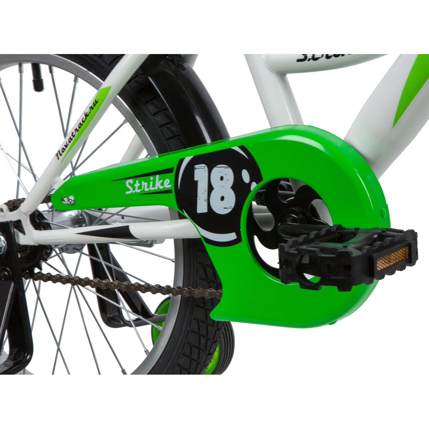 Велосипед 18 бело-зеленый. NOVATRACK STRIKE - фото 4