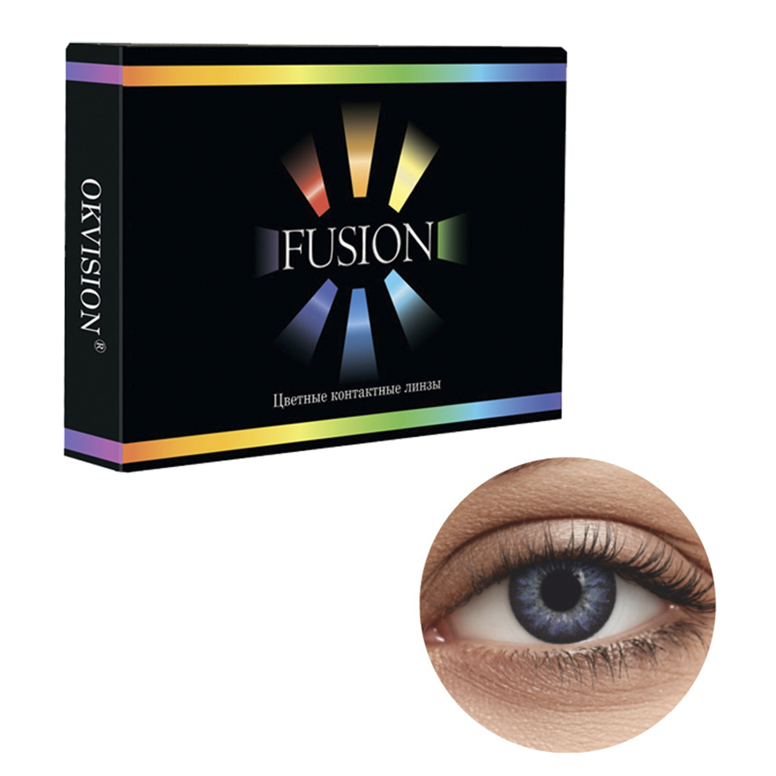 Цветные контактные линзы OKVision Fusion monthly R 8.6 -5.00 цвет Windsor Violet 2 шт 1 месяц - фото 1