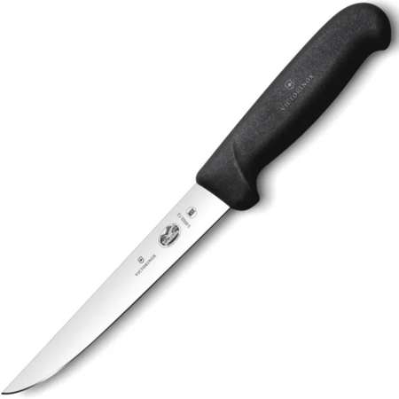 Нож кухонный Victorinox Fibrox 5.6003.12 стальной обвалочный лезвие 120 мм прямая заточка черный
