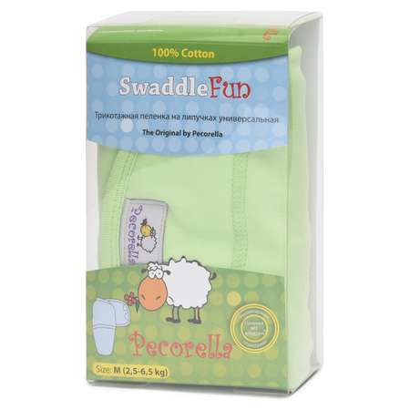 Пеленка Pecorella SwaddleFun на липучках M 2.5-6.5кг Light Green