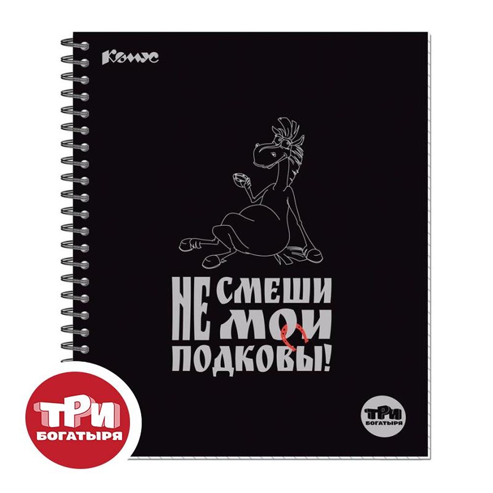 Тетрадь общая Комус Три богатыря А5 80л клетка спираль 3 штуки - фото 2